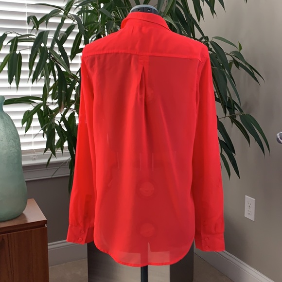American Eagle Outfitters Button Down Neon Sheer Blouse - Picture 4 of 12